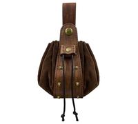 Coin Purse Vintage Medieval Waist Bag Dragon Wolf Pattern Halloween Cosplay Viking Knight Accessories for Festival Cosplay(Brown)