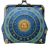 Coin Purse Wallet Astrology Circle of The Zodiac Signs Horoscope Women Girl Travel Kiss-Lock Clasp Closure Buckle Wallet Change Pouch