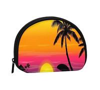 Coin Purse Wallet Coin Pouch Sunset Palm Tree Shell Storage Bag Zipper Money Purses Bag for Women Men Kids