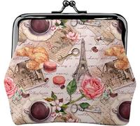 Coin Purse Wallet Eiffel Tower Coffee Tea Cup Women Girl Decorative Mini Wallet Change Pouch
