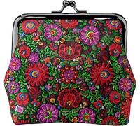 Coin Purse Wallet Hungarian Folk Embroidery Flower Women Girl Makeup Kiss-Lock Clasp Closure Buckle Wallet Change Pouch