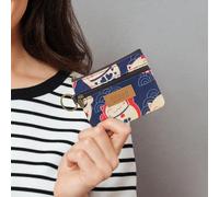 Coin Purse, Waterproof Change Purse with Zipper and Keyring, Cute Cat Pattern Mini Coin Pouch for Small Things, Blue, 4.7 x 3.9 x 0.59 inches