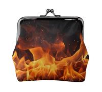 Coin Purse with Kiss Lock Mini Coin Pouch Dancing Fire Leather Wallets for Women Clutch Change Purse