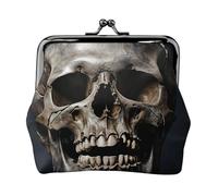 Coin Purse with Kiss Lock Mini Coin Pouch Death Skull Leather Wallets for Women Clutch Change Purse