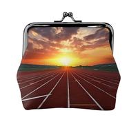 Coin Purse with Kiss Lock Mini Coin Pouch Dusk Running Track Leather Wallets for Women Clutch Change Purse