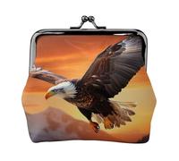 Coin Purse with Kiss Lock Mini Coin Pouch Eagle flying in the sunset Leather Wallets for Women Clutch Change Purse