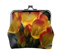 Coin Purse with Kiss Lock Mini Coin Pouch Freesia Beautiful Plant Flower Leather Wallets for Women Clutch Change Purse