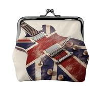 Coin Purse with Kiss Lock Mini Coin Pouch Guitar British Flag Leather Wallets for Women Clutch Change Purse