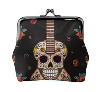 Coin Purse with Kiss Lock Mini Coin Pouch Guitar Pepper Sugar Skull Leather Wallets for Women Clutch Change Purse