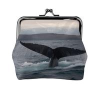 Coin Purse with Kiss Lock Mini Coin Pouch Humpback Whale Tail Leather Wallets for Women Clutch Change Purse