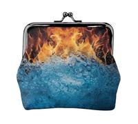Coin Purse with Kiss Lock Mini Coin Pouch Ice Fire Leather Wallets for Women Clutch Change Purse