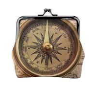 Coin Purse with Kiss Lock Mini Coin Pouch Law of the Compass Navigation Leather Wallets for Women Clutch Change Purse