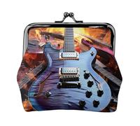 Coin Purse with Kiss Lock Mini Coin Pouch Magic Electric Guitar Music Leather Wallets for Women Clutch Change Purse