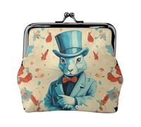 Coin Purse with Kiss Lock Mini Coin Pouch Magician rabbit Leather Wallets for Women Clutch Change Purse