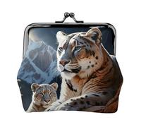Coin Purse with Kiss Lock Mini Coin Pouch Mountain Lions Leather Wallets for Women Clutch Change Purse
