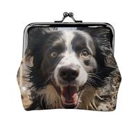 Coin Purse with Kiss Lock Mini Coin Pouch Pastor Border Collie Leather Wallets for Women Clutch Change Purse