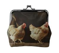 Coin Purse with Kiss Lock Mini Coin Pouch Three Chickens Leather Wallets for Women Clutch Change Purse