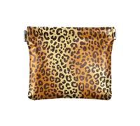 Coin Purses Blue Wolf Moon Night Leather Coin Purse Square Pouch Change Purses For Men Women Size 4.3" X 3.7", Leopard Skin, One Size, Leopard Skin