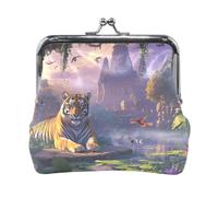 Coin Purses, Colorful Easter Eggs Snap Closure Organizer Pouch Womens Change Purse for Coins, 4.5" X 4.1", Tigers Resting, One Size, Tigers Resting