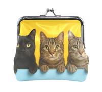 Coin Purses, Colorful Planets Moons Stars Coin Holder Case Organizer Purse with Clasp Pu Leather Change Purse for Women, Cute Cats, One Size, Cute Cats