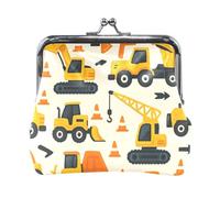 Coin Purses, Colorful Planets Moons Stars Coin Holder Case Organizer Purse with Clasp Pu Leather Change Purse for Women, Construction Vehicles Trucks, One Size, Construction Vehicles Trucks