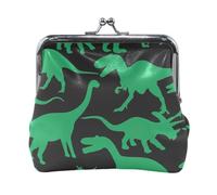 Coin Purses, Cute Dogs Bones Light Blue Kiss Lock Coin Change Wallet Purses Change Purse, Dinosaurs Green Black, One Size, Dinosaurs Green Black