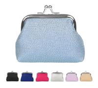 Coin Purses for Women Kiss Lock Coin Purse Women Small Clasp Coin Purse Blue Glitter Sequins Kiss Lock Wallet Metal Frame Kiss Lock Change Pouch Small Purses for Women Aubrey Purse Keys