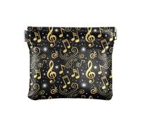 Coin Purses Halloween Pumpkins Bats Soft PU Leather Mini Wallet Change Bag Small Coin Purse for Credit Card, Keys, Lipstick Size 4.3" X 3.7", Music Note Black, One Size, Music Note Black