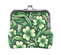 Coin Purses, Jungle Tigers Purple Coin Purse Wallet with Clasp Change Purse for Women, 4.5" X 4.1", St Patrick's Day Clovers, One Size, St Patrick's Day Clovers