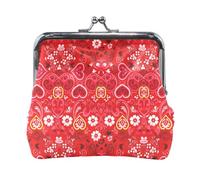 Coin Purses, Nautical Anchors Navy Blue Clasp Pouch Wallet Key Bags Casual Change Pouch for Daily Use, Hearts Flowers Red, One Size, Hearts Flowers Red