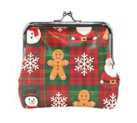 Coin Purses, Pastel Hearts Stars No Zipper Coin Pouch Change Purse for Coins, 4.5" X 4.1", Red Green Plaid, One Size, Red Green Plaid