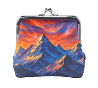 Coin Purses, Pastel Hearts Stars No Zipper Coin Pouch Change Purse for Coins, 4.5" X 4.1", Snow Mountain Sunset, One Size, Snow Mountain Sunset