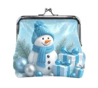 Coin Purses, Pastel Hearts Stars No Zipper Coin Pouch Change Purse for Coins, 4.5" X 4.1", Snowman Blue Christmas Snowflakes, One Size, Snowman Blue Christmas Snowflakes