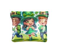 Coin Purses St. Patrick's Day Gnomes Meadow Soft PU Leather Mini Wallet Change Bag Small Coin Purse for Credit Card, Keys, Lipstick Size 4.3" X 3.7", Cute St Patricks Kids Lucky, One Size, Cute St