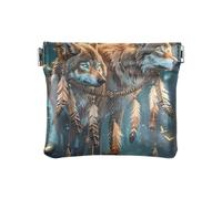 Coin Purses Vintage Cats Beige Soft PU Leather Mini Wallet Change Bag Small Coin Purse for Credit Card, Keys, Lipstick Size 4.3" X 3.7", Mystic Wolf Teal, One Size, Mystic Wolf Teal