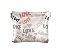 Coin Purses Wine Bottles Portable PU Leather Coin Purse Casual Change Pouch for Daily Use Size 4.3" X 3.7", Word Love Hearts, One Size, Word Love Hearts