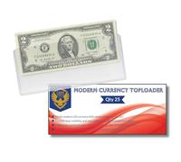 Coin Shield Currency Toploader Sleeves - 25 Pack Rigid Clear Plastic Holders for US Paper Money and Modern Banknotes