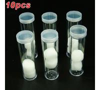 Coin Storage Box 10Pcs 21mm Plastic, Portable Tube Holder Clear Round Cases Cylinder Rolls Two-Cent Commemorative 10 Sets