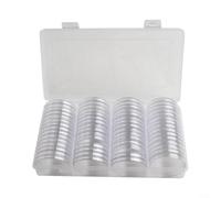 Coin Storage Box with 60 Coin Capsules Clear Plastic Capsules for Coins No Larger Than 41mm Diameter Organizer Case for Safe and Dust Resistant Storage