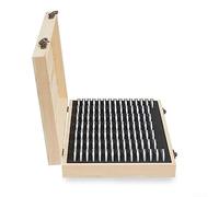 Coin Storage Box with Adjustment Pad, Wooden Half Moon Opening Square Coin Organizer, Suitable for Coin Collectors' Souvenir Collection Boxes, 30pcs