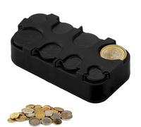 Coin Storage, Change Coin Box for Euro Coins, 8 Compartments Coin Holder, from 1 Cent to 2 Euro Coin Sorter, Quick Fix Coin Box, Coin Collector for Taxi, Black