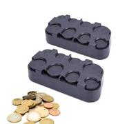 Coin Storage, Pack of 2 Change Storage, Euro Coin Holder, Coin Sorter, Coin Collector, Coin Dispenser, Coin Box, for Car, Taxi, 8 Compartments from 2 Euro to 1 Cent (Black)