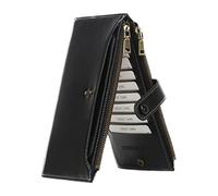 Coin Wallet - PU Leather Case | Ladies Retro Wallet | for Bank Cards, Folded Notes, ID, Key, Headset, Lipstick, Travel and Business, Black, verwijzen naar de beschrijving, Unisex
