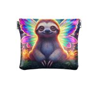 Coin Wallet Purse, Mushroom Village Purse Key Case Coin Bag, Change Purses for Women and Men, Cartoon Sloth Fairy Wings, One Size, Cartoon Sloth Fairy Wings