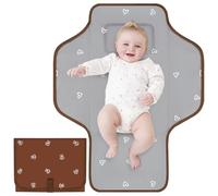 Coinarin Portable Diaper Changing Pad, Waterproof Lightweight Baby Changer Mat, Foldable Travel Station, Newborn Essential Baby Shower Registry Gift (Brown-Bee)