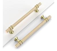 Coinkoly 10 Pack Gold Cabinet Pulls 160MM Hole Centers Kitchen Cabinet Handles Knurled Drawer Pulls Kitchen Cupboard Handles UK0002