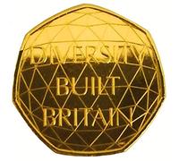 Coins for collectors - 24K Gold Plated 2020 Diversity Built Britain 50p Coin with Airtile Capsule Holder in a pouch wallet