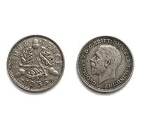 Coins for collectors - Circulated 1935 British Silver Threepence / 3d / Threepenny Bit Coin / Great Britain
