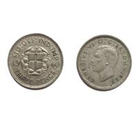 Coins for collectors - Circulated 1940 British Silver Threepence / 3d / Threepenny Bit Coin / Great Britain