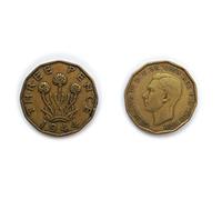 Coins for collectors - Circulated British 1944 Threepenny Bit / Three Pence 3p Coin / Great Britain